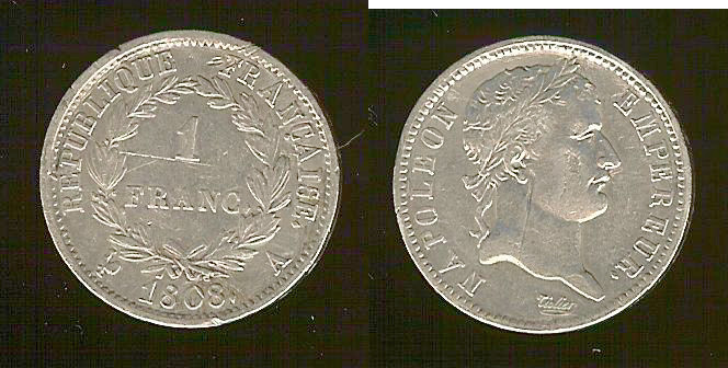 1 franc Napoleon III 1808A gVF